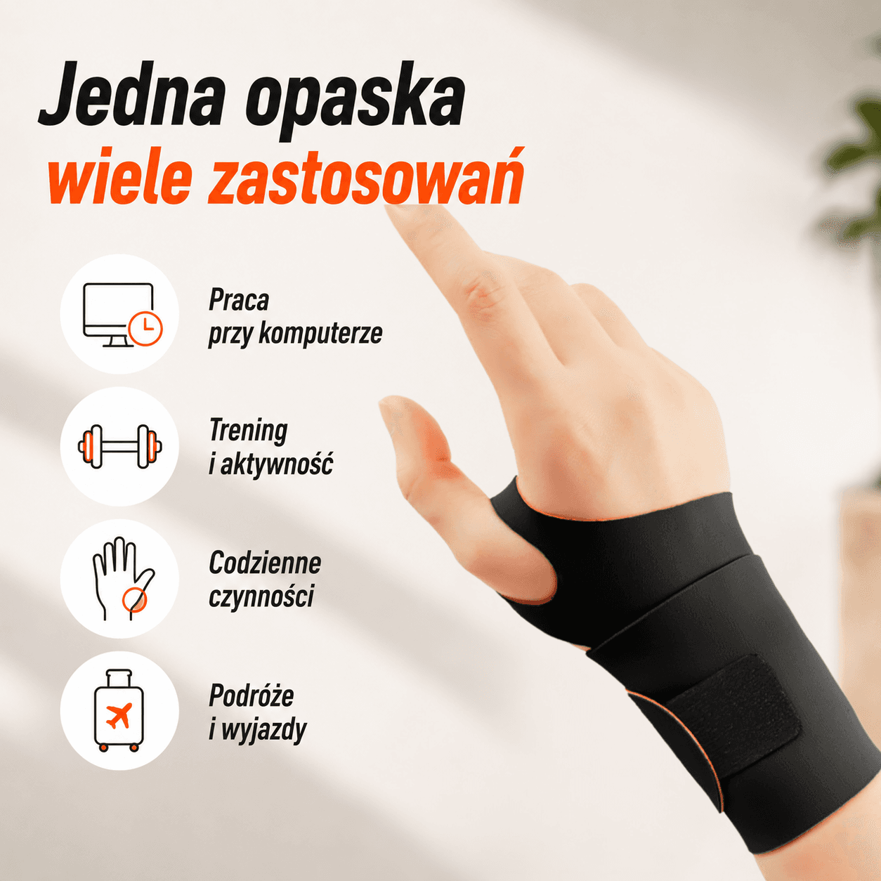 Virest - Kompresyjna Opaska na Nadgarstek | Pasuje na obie ręce